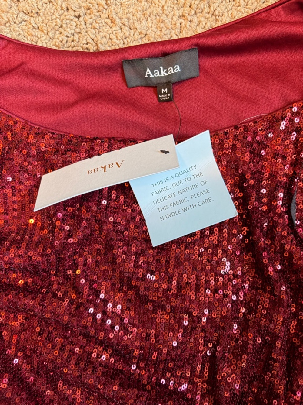 Aakaa Red Sequin Two-Piece Set - Picture 2 of 4